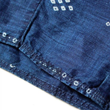 Blue Dyed Denim Print Stitching Shirt – Japanese Retro Unisex Casual