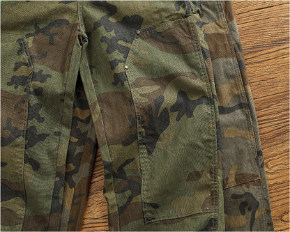 Men's American Retro Logging Work Pants - Loose Straight Washed Cotton Camouflage Casual Pants