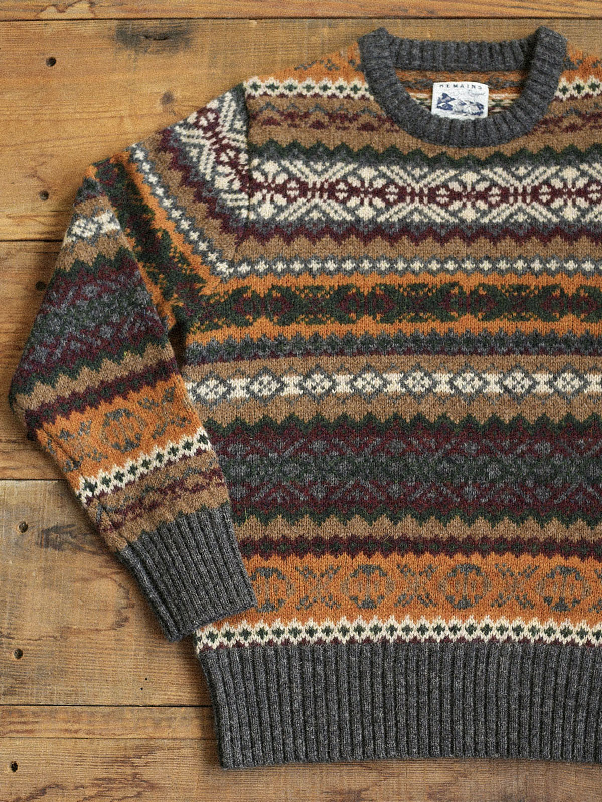 Vintage Floral Fair Isle Shetland Wool Sweater – Unisex Long Sleeve