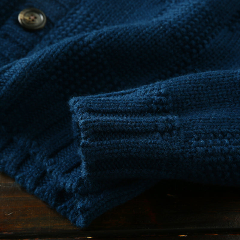 Men's High-End Italian Order Heavyweight Wool Cardigan - Autumn Winter Thickened Round Neck Knitted Sweater Jacket