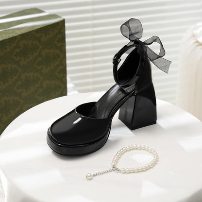 Women's French Style Mary Jane Wedding Shoes - Waterproof Platform Chunky Heel Elegant Bridesmaid Shoes