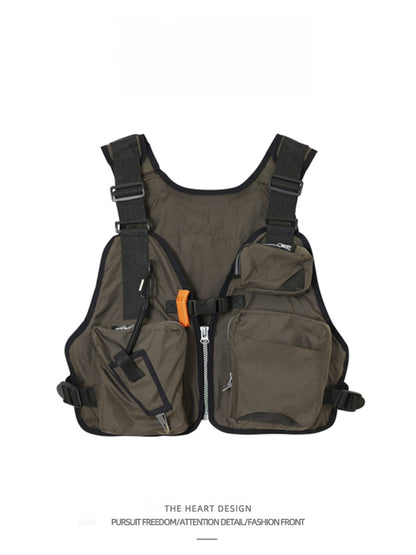 High Street American Style Outdoor Vest for Men and Women, Multi-Functional with Multiple Pockets, Adjustable, Casual, Stylish, Versatile, Roadster Vest for Men