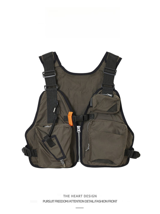 High Street American Style Outdoor Vest for Men and Women, Multi-Functional with Multiple Pockets, Adjustable, Casual, Stylish, Versatile, Roadster Vest for Men