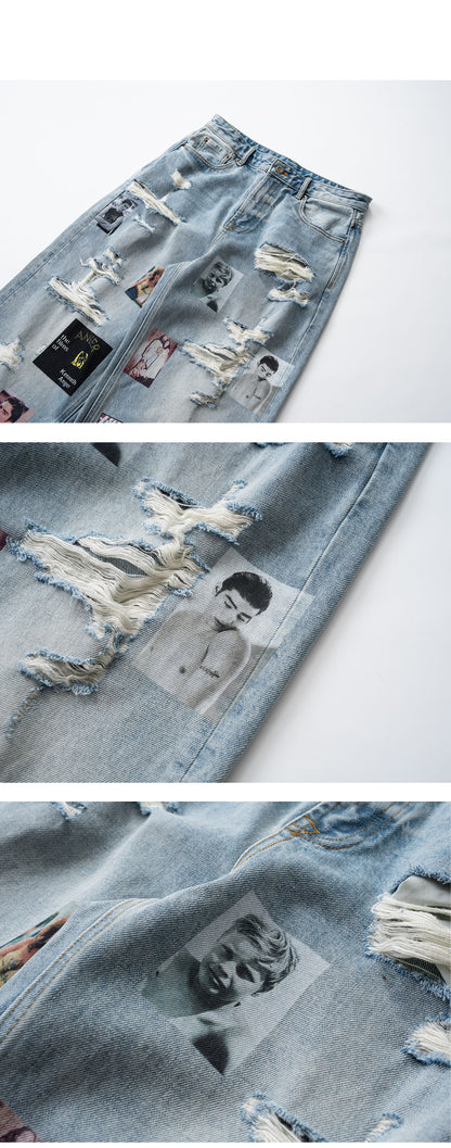 Retro Washed Graffiti Print Crewneck Sweatshirt – Distressed Loose Unisex