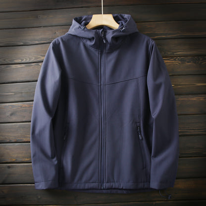 Men's Premium Fleece Thermal Soft Shell Jacket - Autumn Windproof Waterproof Thickened Hooded Coat