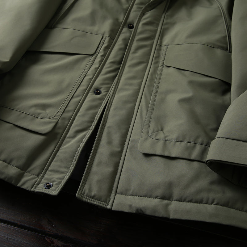 Men's Winter Outdoor 700 Fill Power Down Jacket - Windproof Waterproof Hooded Mid-Length Cold-Resistant Coat