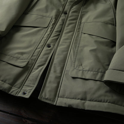 Men's Winter Outdoor 700 Fill Power Down Jacket - Windproof Waterproof Hooded Mid-Length Cold-Resistant Coat