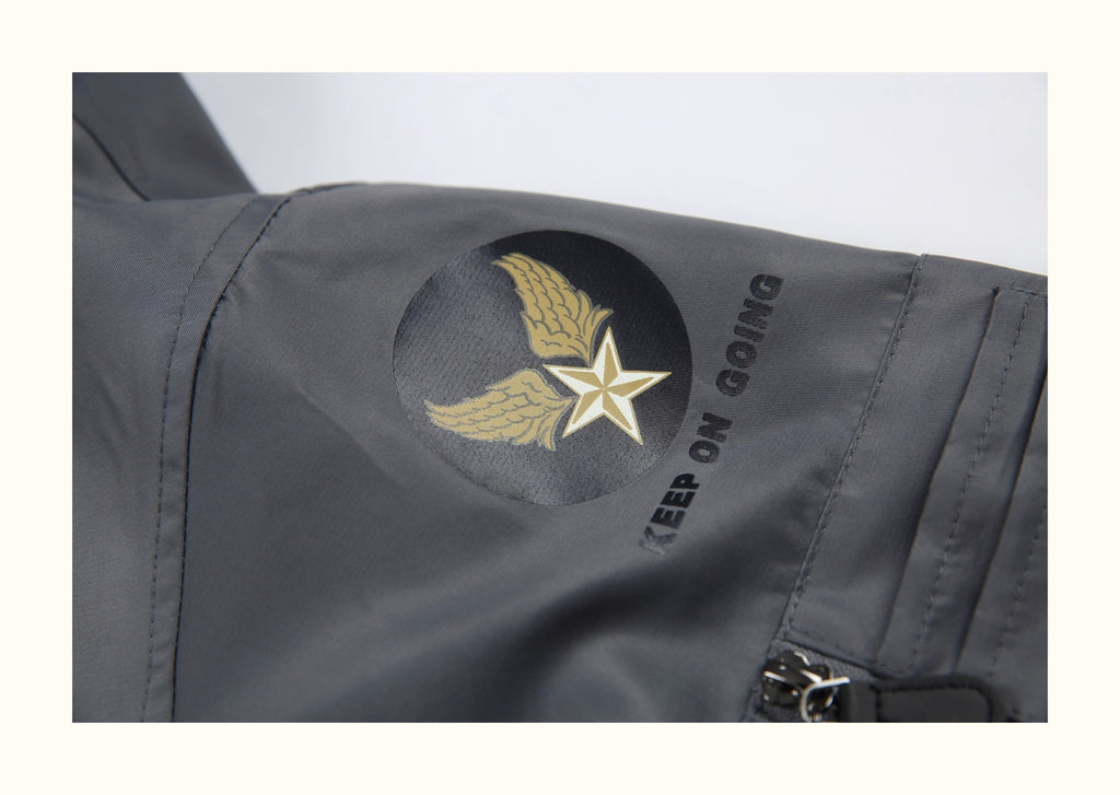 American-Retro Embroidered Badge Flight Jacket – Baseball Collar Short Coat (Unisex)