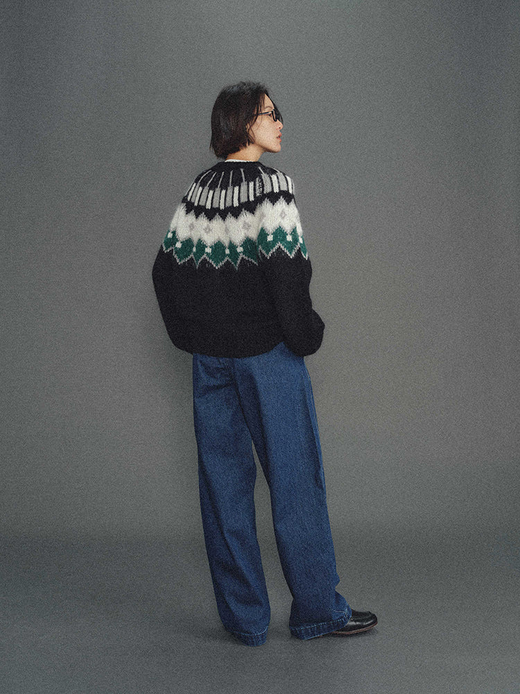 Shyshy Two Colors Choose Your Price Mohair Raw Materials Hand-Painted Design Sense Fairisland Sweater Cardigan Wool Top