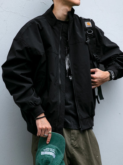 Men's American Style Waterproof Coach Jacket - Trendy Stand Collar Outdoor Windbreaker