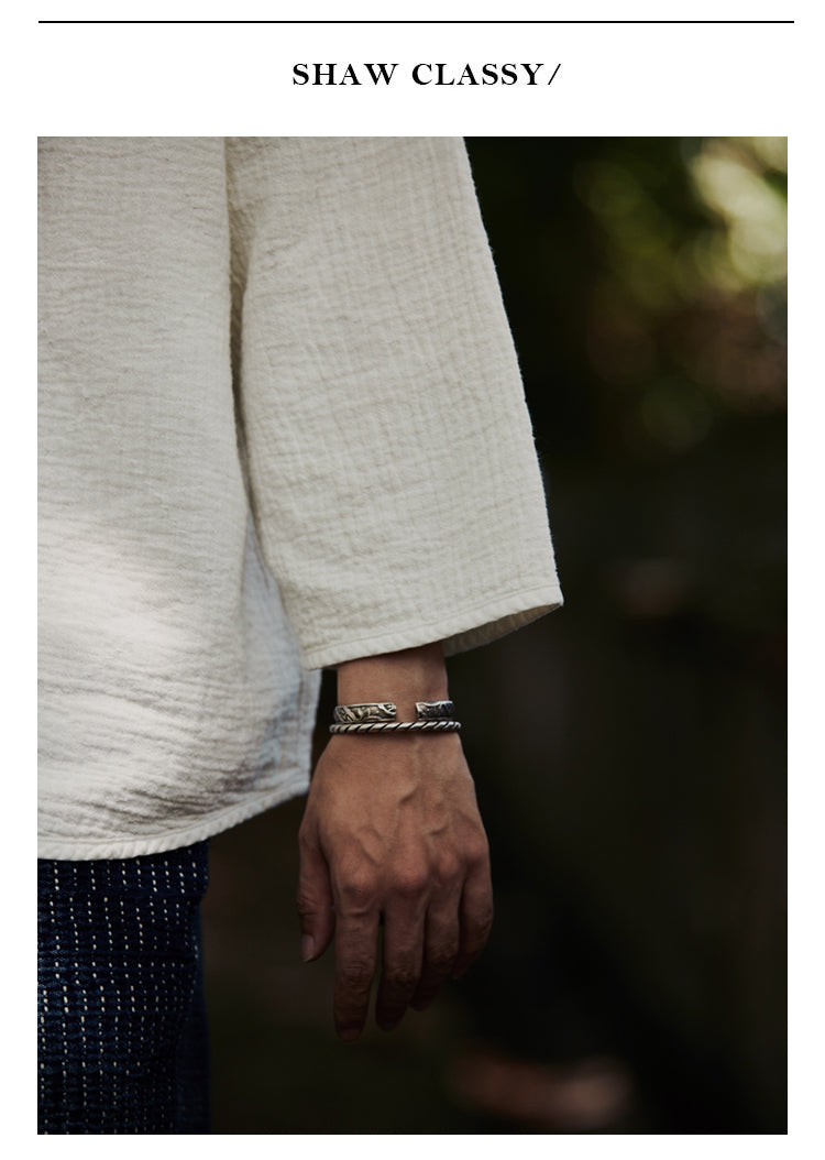 Original Japanese Retro White Sashiko Spring Summer Loose Couple Style Short Sleeve Embroidered Casual Three-Quarter Sleeve T-Shirt for Men