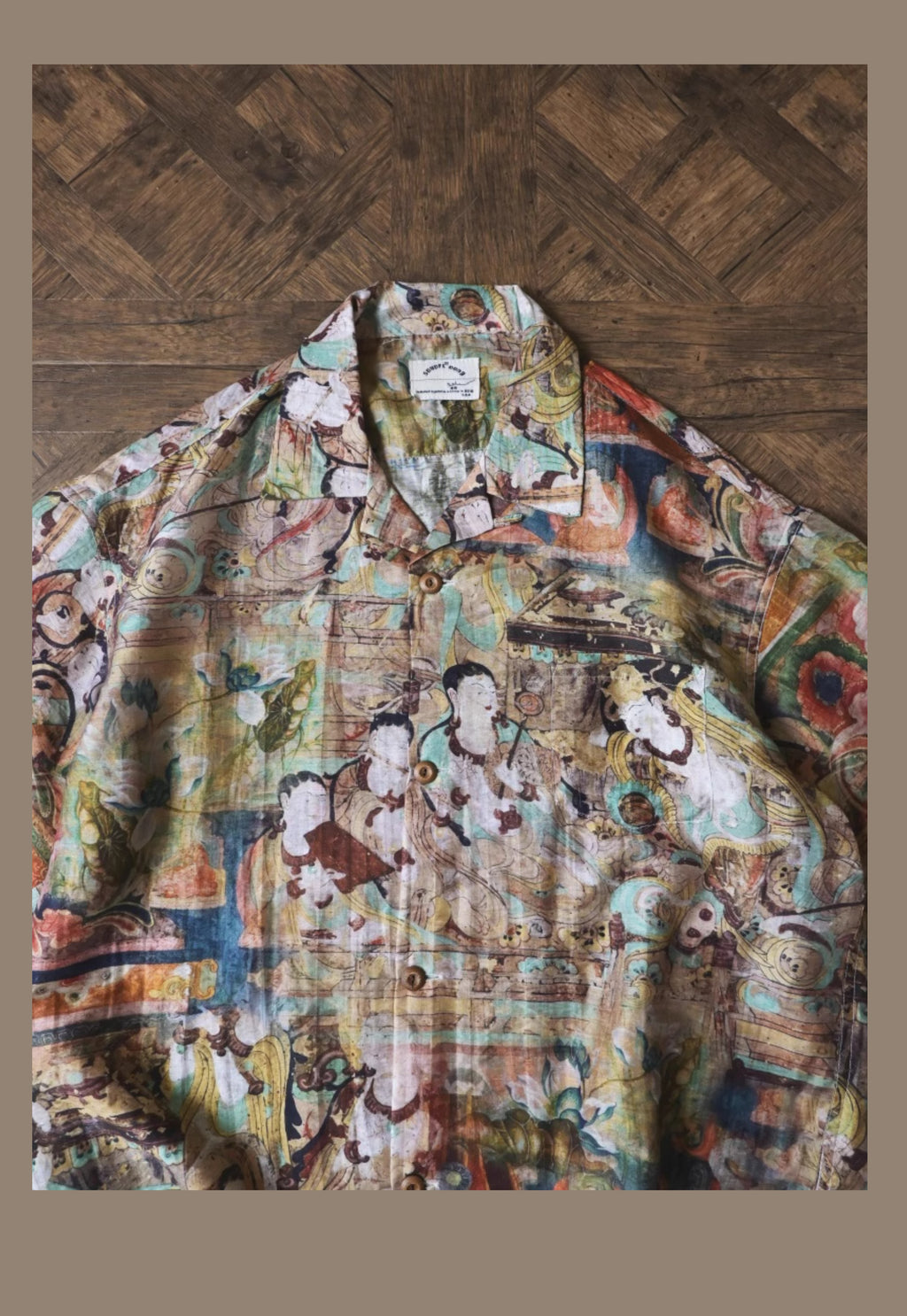 Vintage Loose Print Cuban Collar Shirt Linen Hawaiian Short Sleeve Shirt Dunhuang Summer Trend Brand