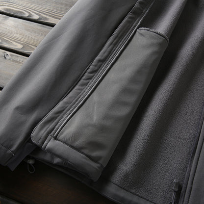 Men's Premium Fleece Thermal Soft Shell Jacket - Autumn Windproof Waterproof Thickened Hooded Coat