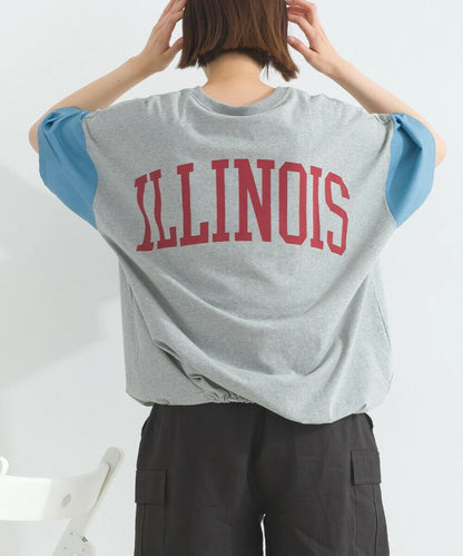 Japanese Style Stitching Denim Pocket Letters Profile T-shirt Designer Loose Casual Summer Patch