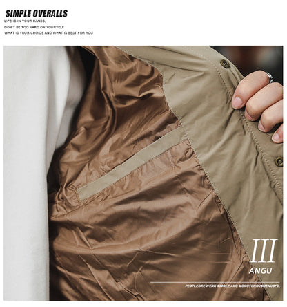 Men's Lightweight Shirt Down Jacket - Winter Youth American Workwear Trendy Warm Coat