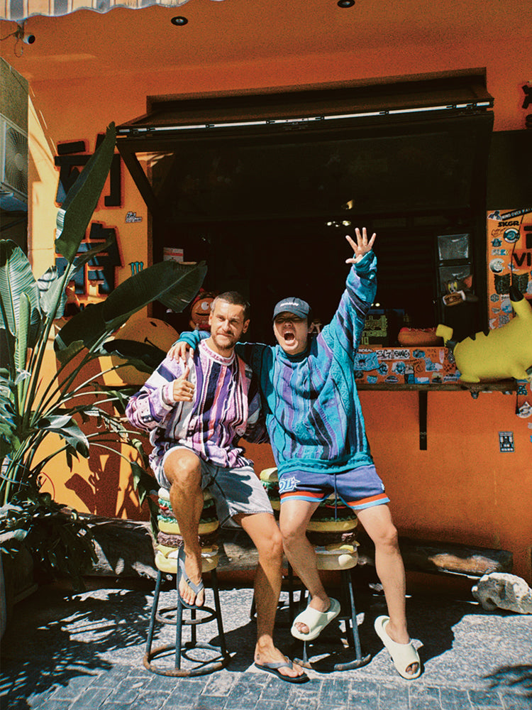 Medria Couple Retro Bitter Melon Stripe Sweater - Autumn Winter Purple Potion Pullover