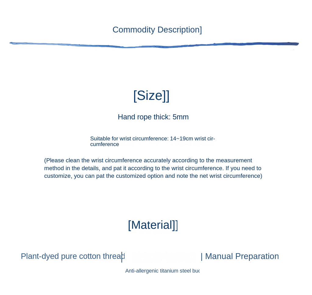 Original Four-Strand Weaving Blue Dyed + Madder Red Hand Rope Cotton Linen Niche Couple Retro Multi-Twist Bracelet