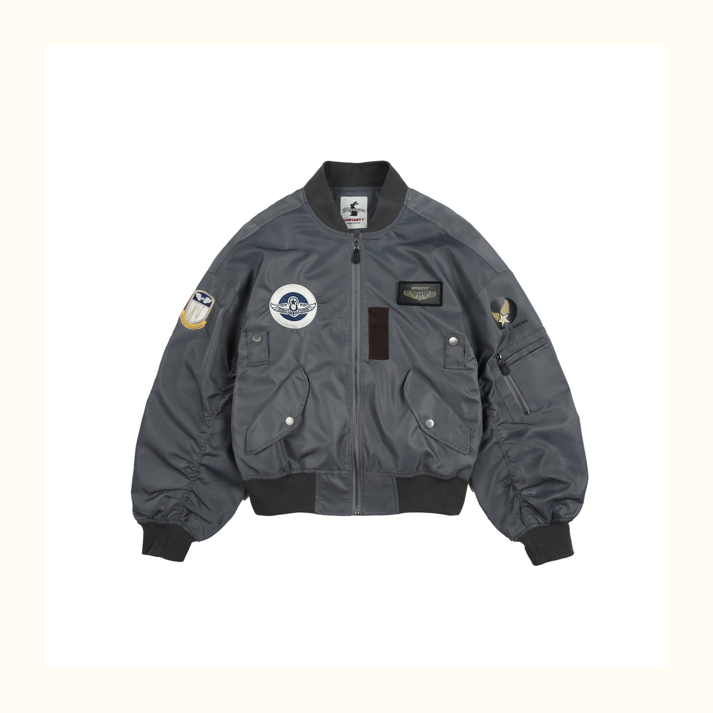 American-Retro Embroidered Badge Flight Jacket – Baseball Collar Short Coat (Unisex)