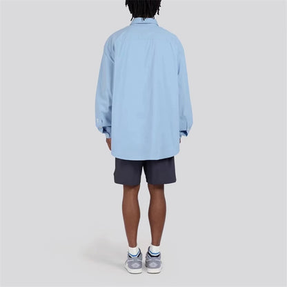 Long Sleeve Shirt Pure Cotton Japanese Style Simple Solid Color Shirt for Men