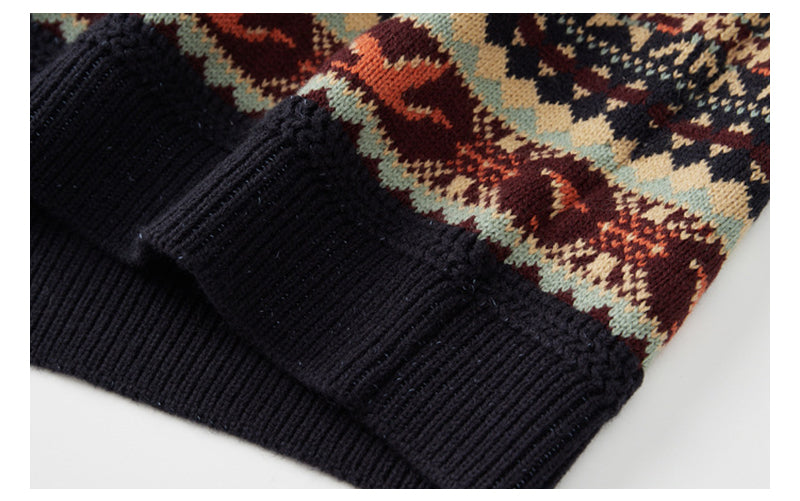 Scandinavian-British Retro Fair Isle Sweater – Loose Wool/Cashmere Blend (Unisex)