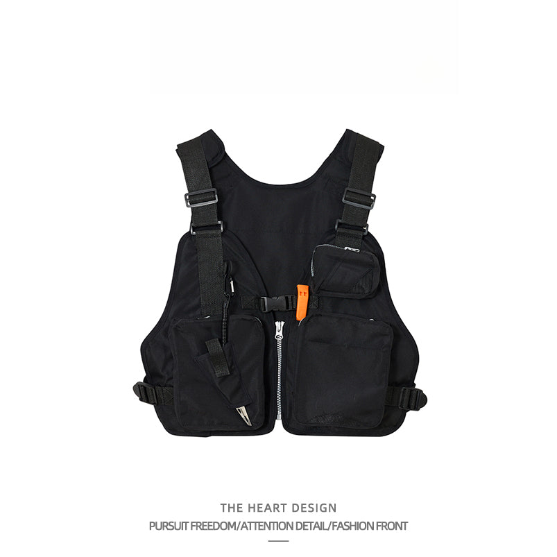 High Street American Style Outdoor Vest for Men and Women, Multi-Functional with Multiple Pockets, Adjustable, Casual, Stylish, Versatile, Roadster Vest for Men