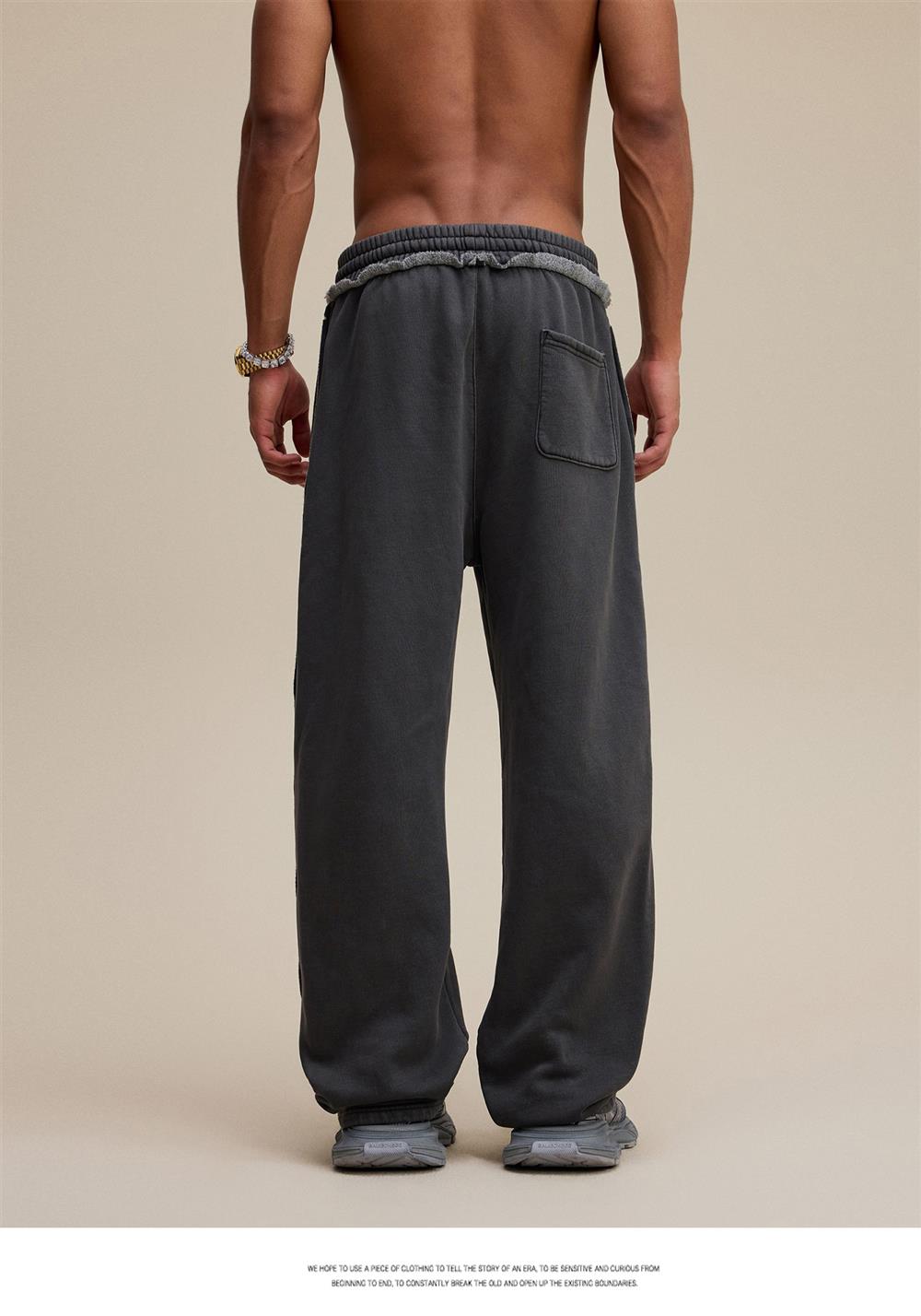 Heavyweight Fleece Washed Straight Sweatpants – Loose Casual American Style