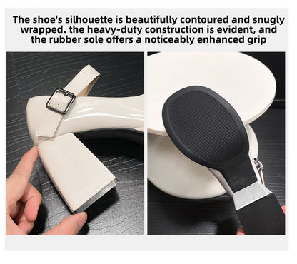 Women's French Style Mary Jane Wedding Shoes - Waterproof Platform Chunky Heel Elegant Bridesmaid Shoes