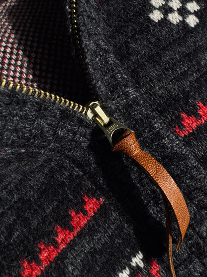 RRL Motorcycle Club Jacquard Cardigan – Heavy Retro Green Knit (Unisex)