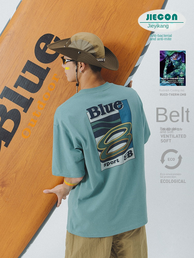 Lanqi Summer New Trend American Retro Heavy Cool T-Shirt Couple Short Sleeve Men