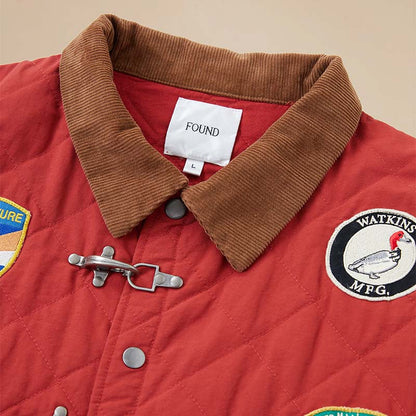 Multi-Emblem Embroidery Vintage Quilted Lightweight Cotton Jacket