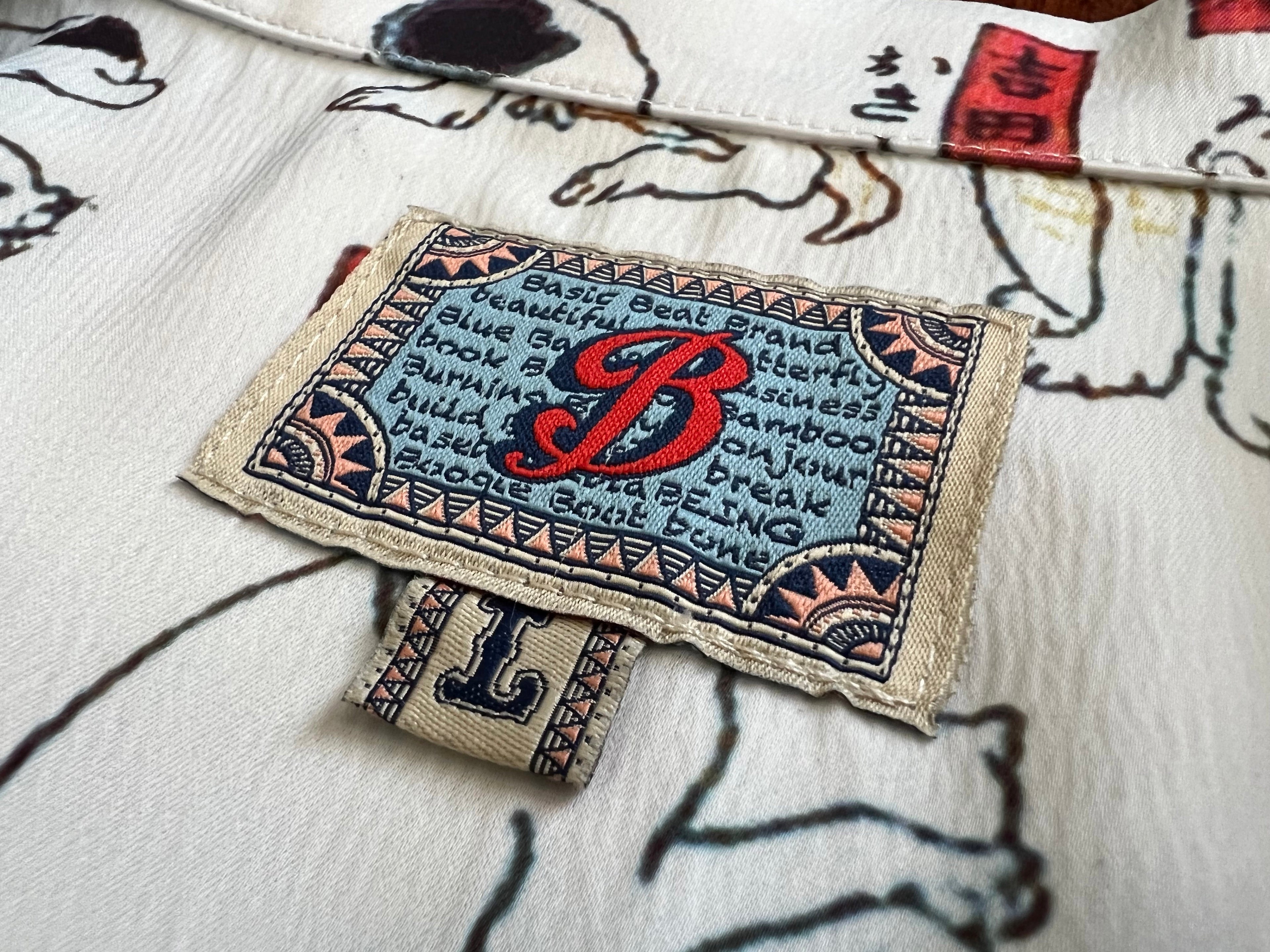 Ukiyo-E Patchwork Style Loose Drape Hawaiian Cuban Collar Printed Aloha Shirt Short Sleeve Shirt