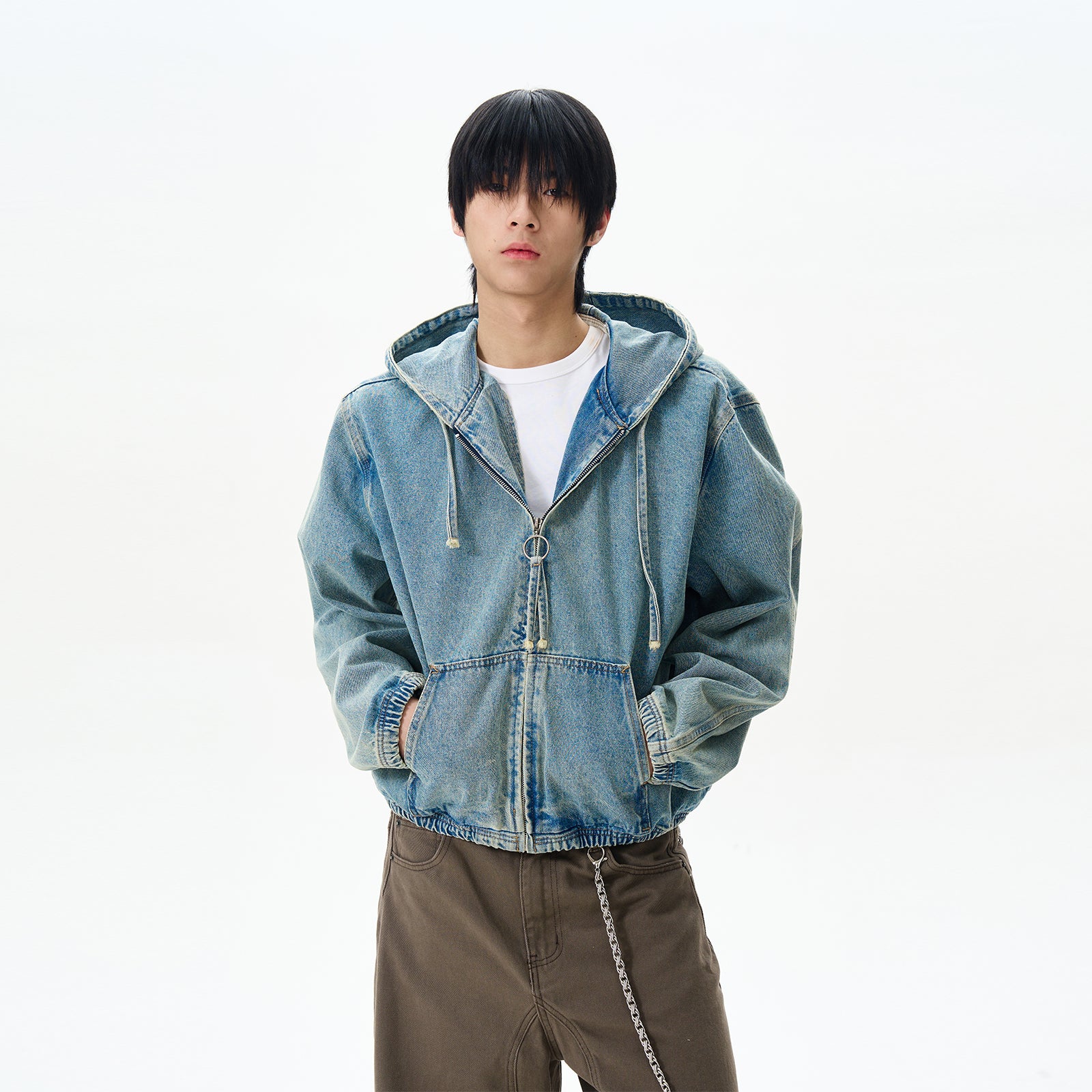 American High Street Hooded Denim Jacket for Men, Trendy Brand with High-End Feel, Cool and Unique Jacket for Couples