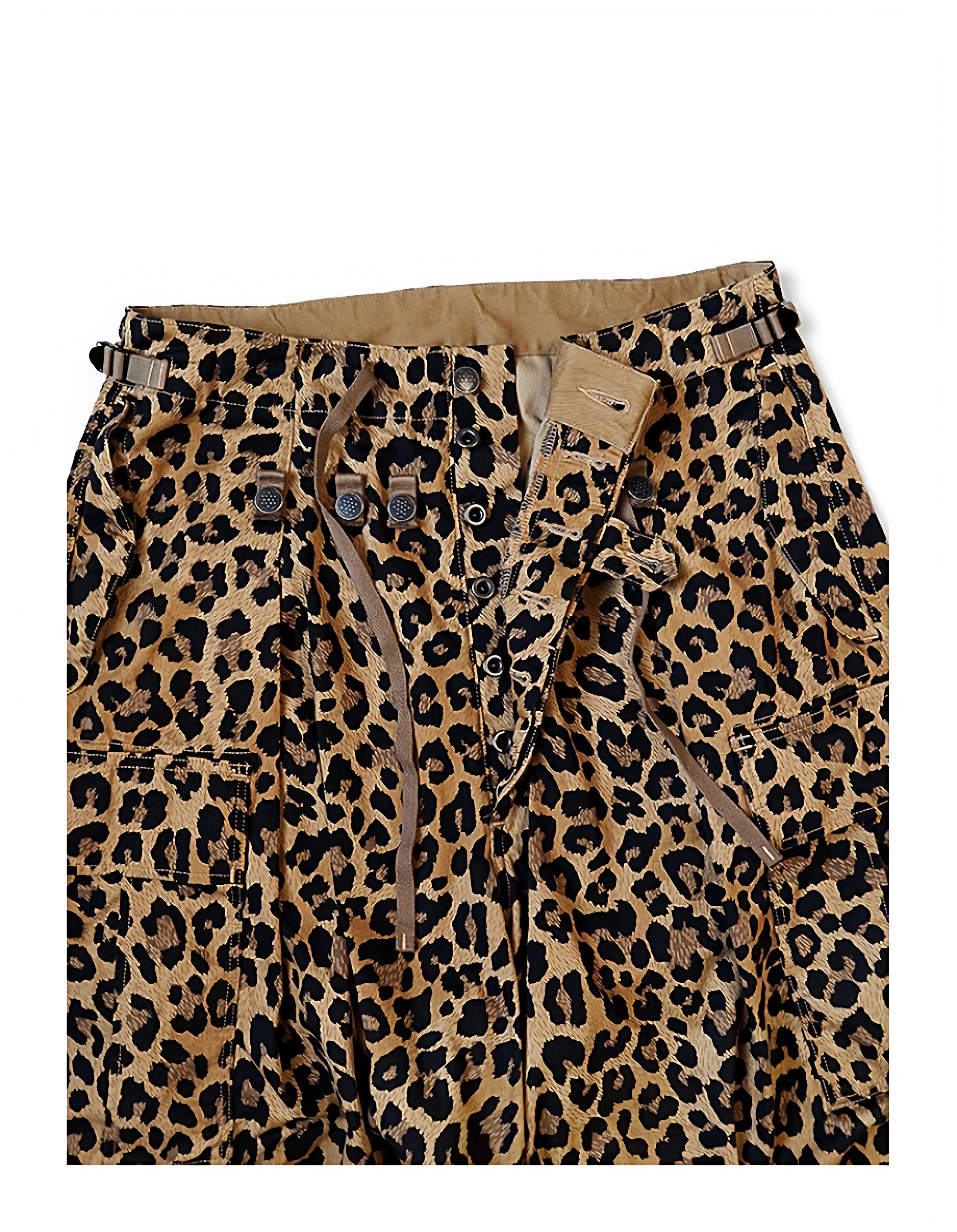 25AW Japanese Retro Casual Leopard Print Cargo Paratrooper Pants Casual Long Pants