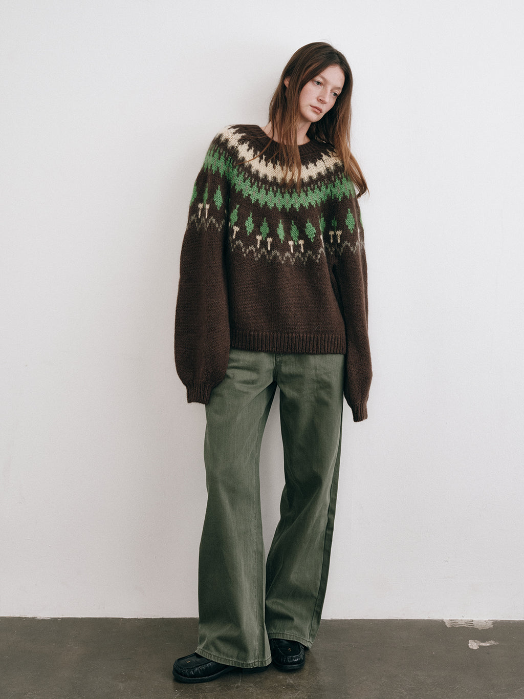 Shyshy Natural Color Block High-Price Mohair Fair Isle Sweater for Women Autumn Winter High-End Loose Pullover Top