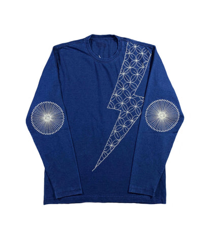 Japanese Vintage Indigo Long Sleeve T-Shirt – Washed Loose Casual Tee for Men – Japanese vintage | yamalin clothes | Yamalinclothes