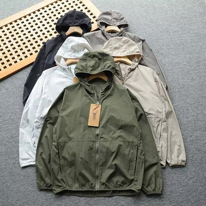 American Style Summer Hooded Sun Protection Jacket Versatile Breathable Unisex Lightweight Trendy Coat with a Sense of Design