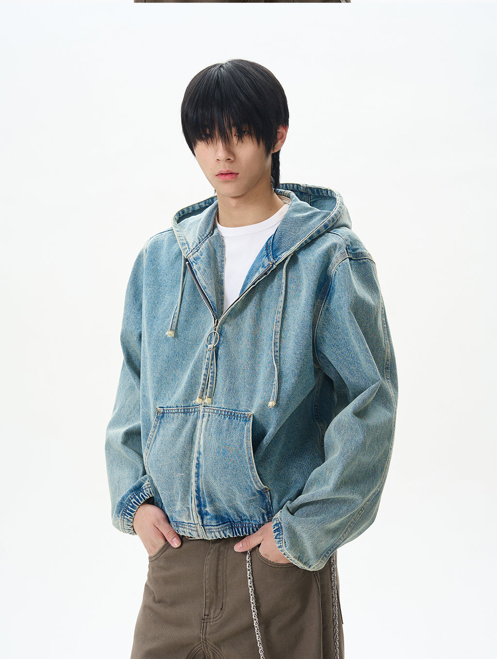 American High Street Hooded Denim Jacket for Men, Trendy Brand with High-End Feel, Cool and Unique Jacket for Couples