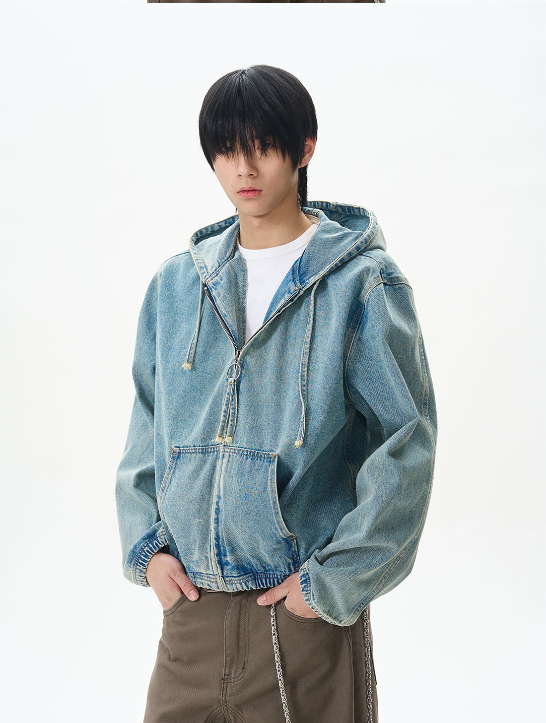 American High Street Hooded Denim Jacket for Men, Trendy Brand with High-End Feel, Cool and Unique Jacket for Couples