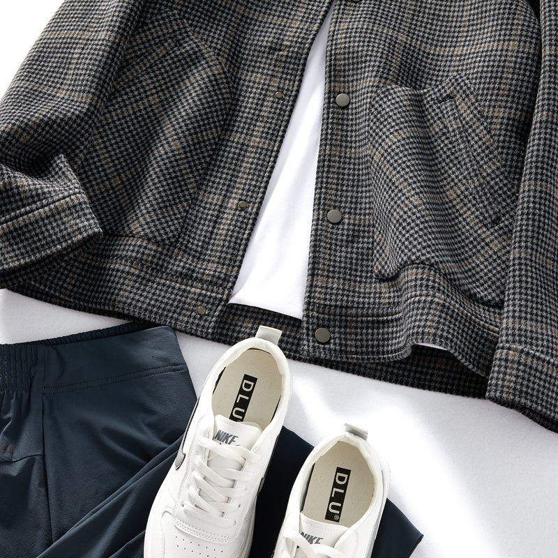 Heavyweight 53% Sheep Wool Houndstooth Lapel Coat – Korean-Style Casual Winter Staple