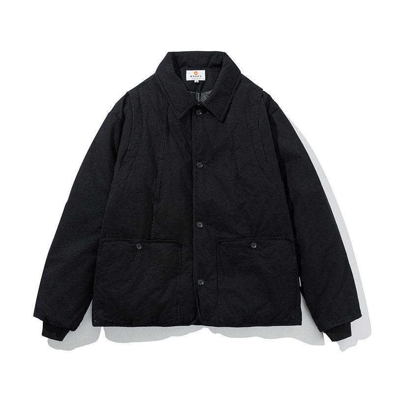 Retro Workwear Cotton Padded Jacket - Turn-Down Collar Winter Coat (Men)