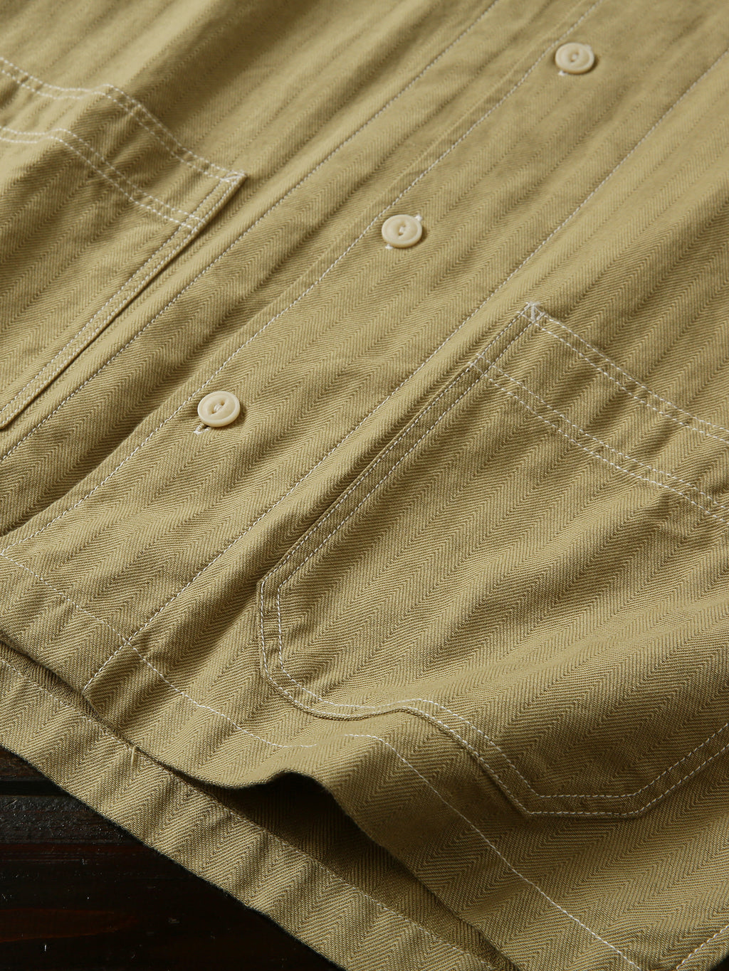 100% Cotton Herringbone Summer Men's Loose Casual Short Sleeve Work Shirt Top
