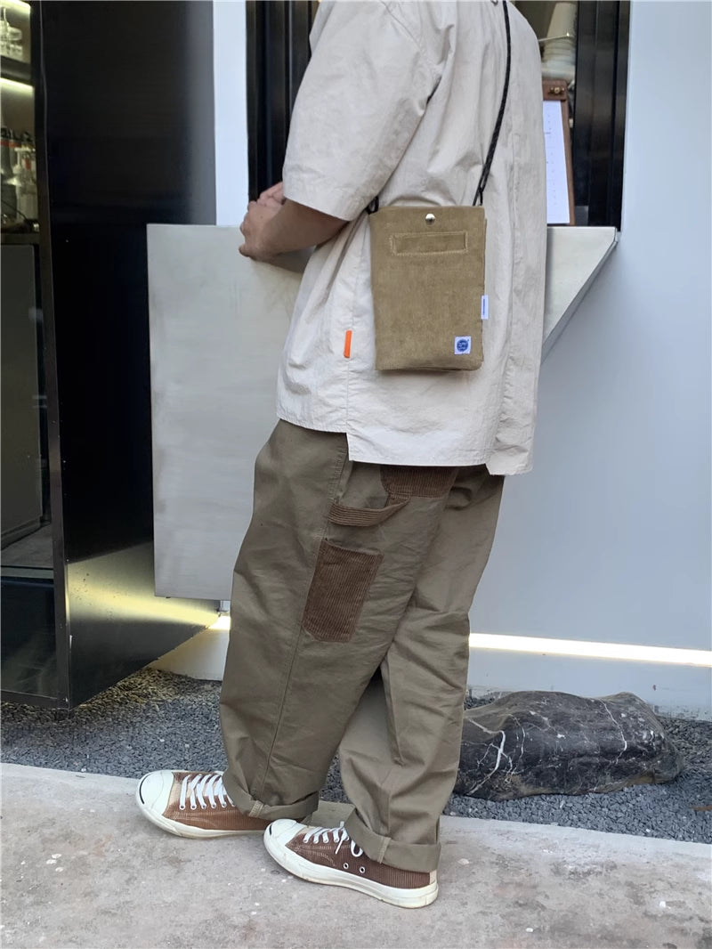 Japanese Cityboy Fashion Brand Loose Street Leisure Corduroy Trousers Washed All-Matching Straight Couple Overalls