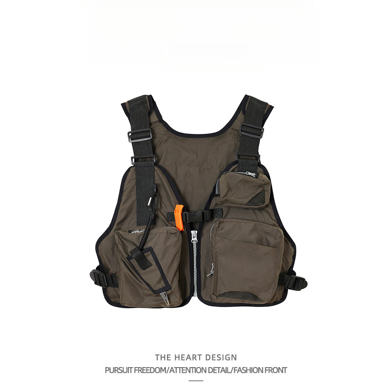 High Street American Style Outdoor Vest for Men and Women, Multi-Functional with Multiple Pockets, Adjustable, Casual, Stylish, Versatile, Roadster Vest for Men
