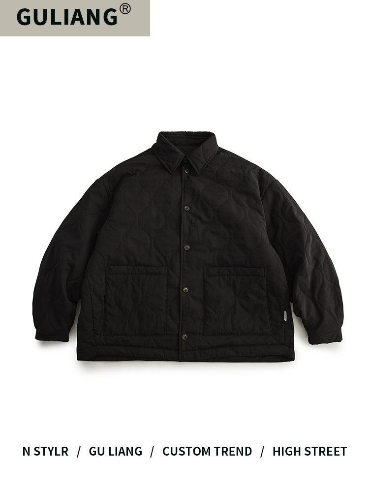 japanese Minimalist Quilted Cotton Jacket - Lightweight Couple Coat