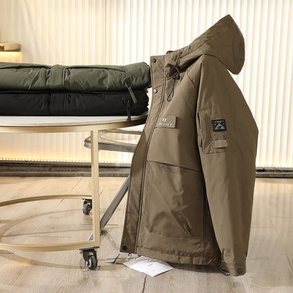 Men's Plus Size Cold-Resistant Hooded Cotton Jacket - Winter Thickened Windproof Warm Export Overstock Workwear Coat