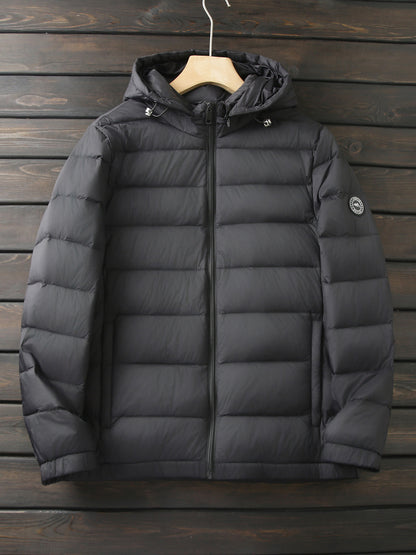 Men's Export Overstock Lightweight Hooded Down Jacket - Autumn Winter Warm Short Cold-Proof Coat