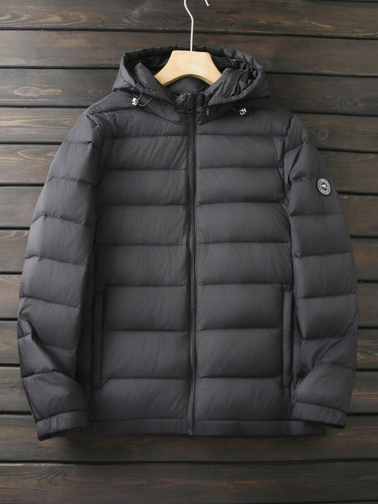 Men's Export Overstock Lightweight Hooded Down Jacket - Autumn Winter Warm Short Cold-Proof Coat
