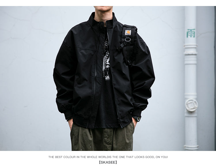 Men's American Style Waterproof Coach Jacket - Trendy Stand Collar Outdoor Windbreaker