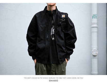 Men's American Style Waterproof Coach Jacket - Trendy Stand Collar Outdoor Windbreaker