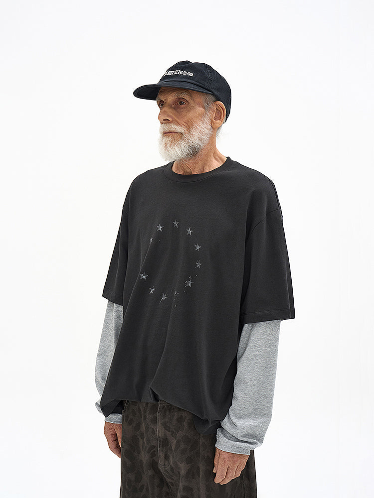 Vintage Two-Piece Look Striped Long Sleeve T-Shirt – Washed Cotton (Men)